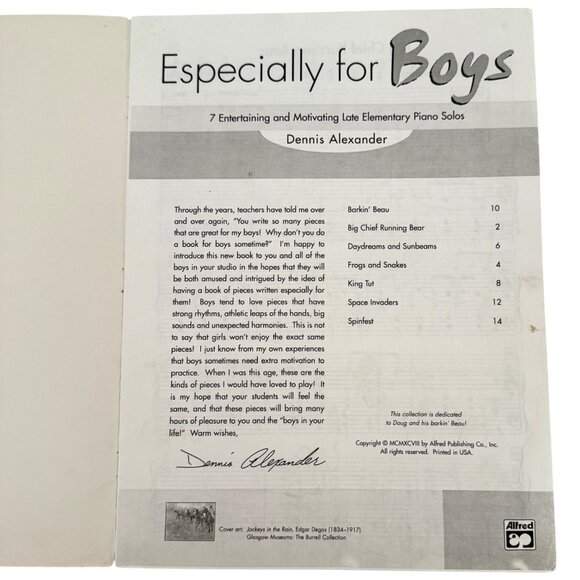 Vintage 1998 Especially for Boys Piano Solos Book Dennis Alexander Alfred Music - Picture 4 of 11